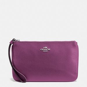 Coach Authentic Large Leather Mauve Wristlet